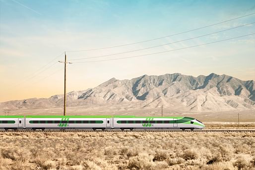 قطار سریع السیر از لاس وگاس به لس آنجلس.  ارائه تصویر توسط Brightline West از طریق توییتر.