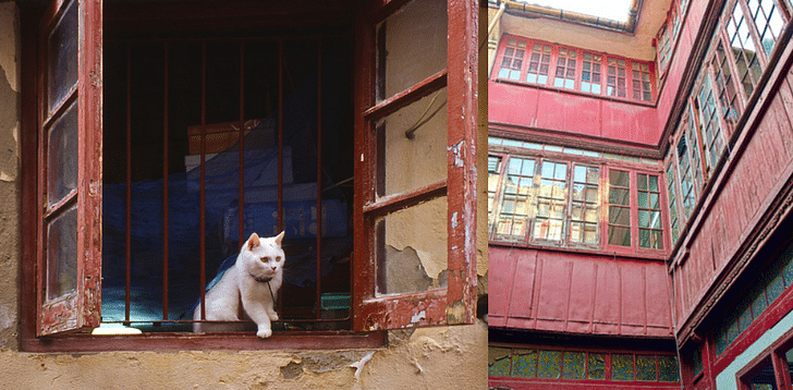 A composite of images of structures near Hongzhuang Nong, ‘red hamlet lane’ in Shanghai. Images: left, flickr, right, cnn.com