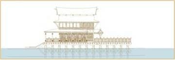 Side View of Water Villa - Design and Drawing by Hector Valverde