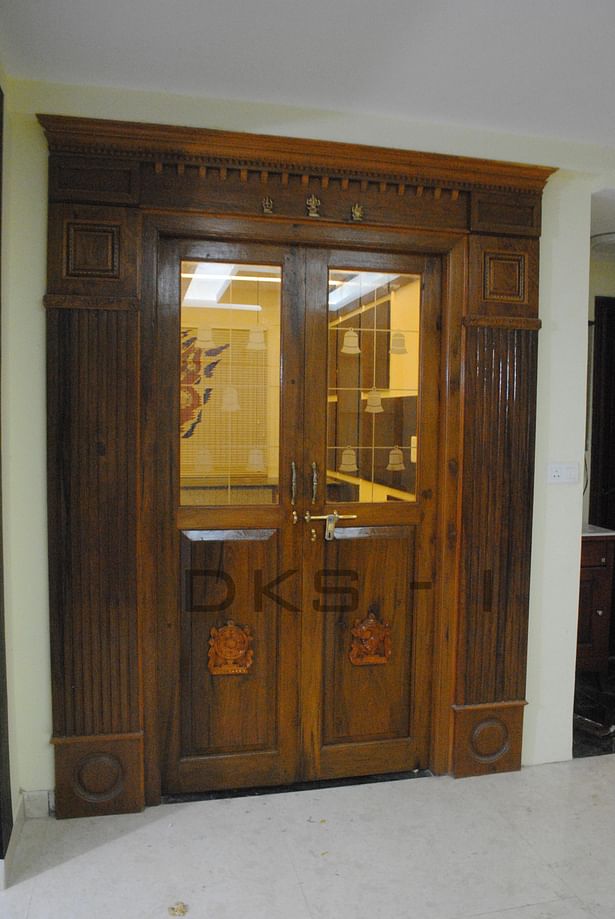 pooja Entrance and Teak door in traditional way