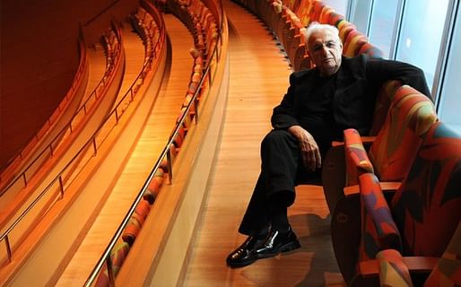 Frank Gehry at Walt Disney Concert Hall in Los Angeles in August. (Wally Skalij / Los Angeles Times)