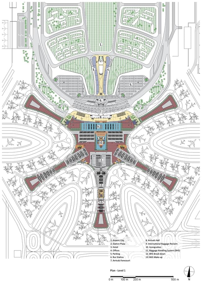 Plan - Level 1. Courtesy of Zaha Hadid Architects.