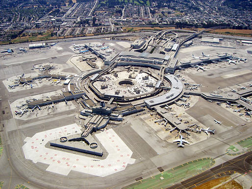 Aerial view of SFO with United terminalis in the upper right. Image courtesy of Flickr user Todd Lappin. 