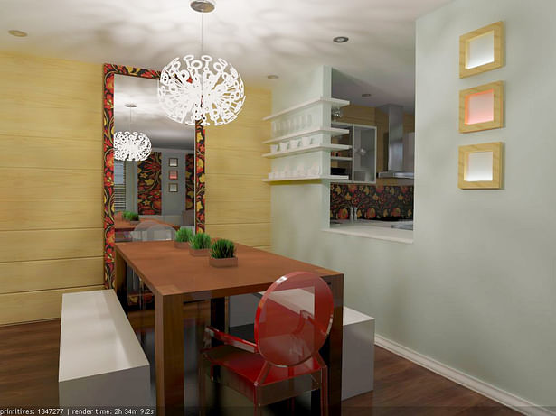 Dining room / Kitchen view in AutoCad and 3D Max + VRay
