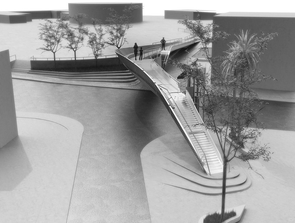 Cantilevered footbridge proposal in Pafos, Cyprus by EP Architects