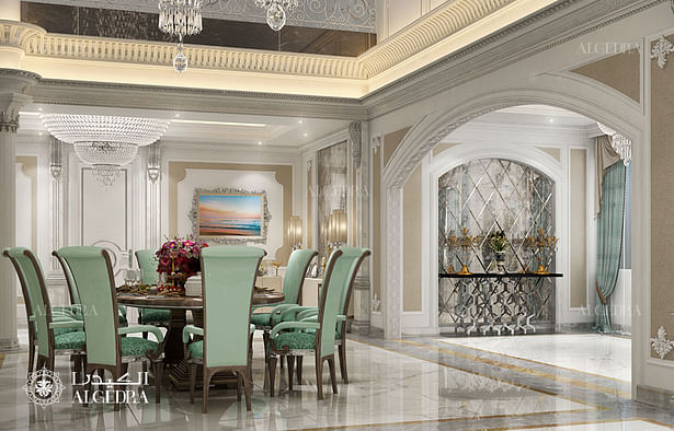Dining area in luxury classic style villa
