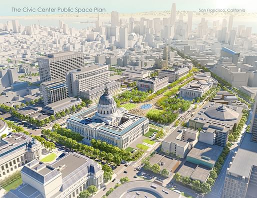 San Francisco Civic Center Public Realm Plan by CMG Landscape Architects with Kennerly Architecture & Planning. Image courtesy of AIA California.