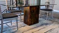 Steel Base Glass Top Dining Table