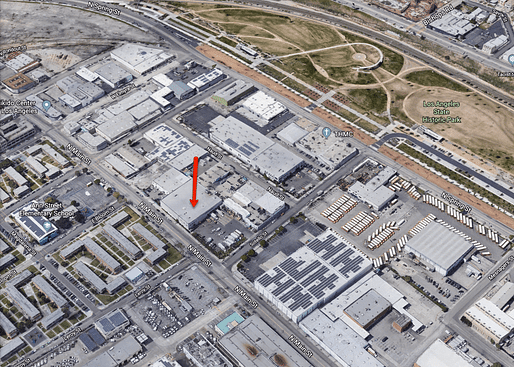 Google Earth view of development site at corner of Main and Sotello (looking West).