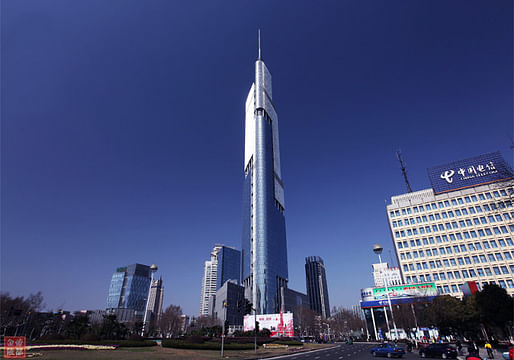 The supertall shadowmaker, Zifeng Tower in Nanjing. (Image via shanghaiist.com)