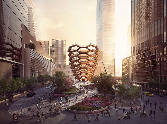 The 150-foot-tall steel structure has been compared to a bedbug, a beehive, and a döner kebab. Its base is 50 feet wide and its upper span measures 150 feet. (Courtesy Forbes Massie, Heatherwick Studio)