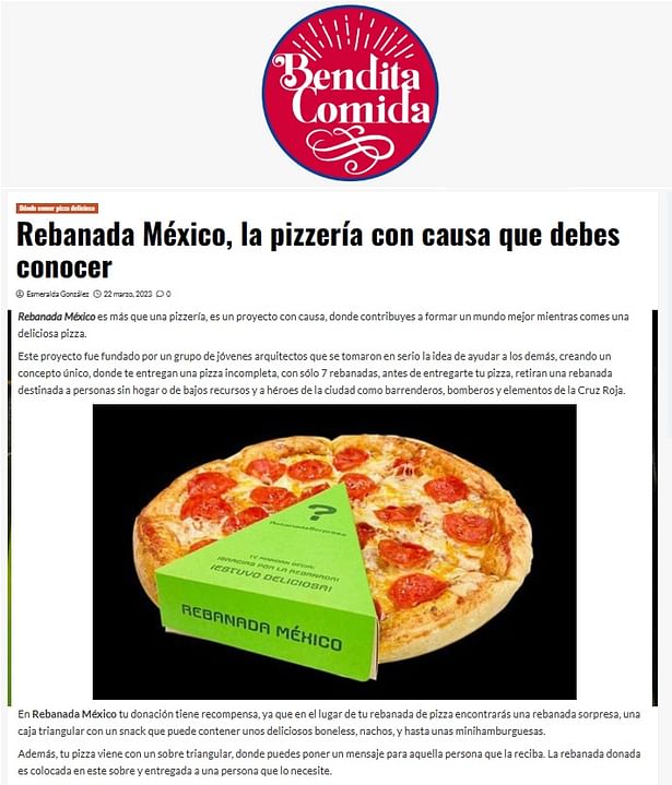 BENDITA COMIDA Rebanada México Esmeralda González Pizza