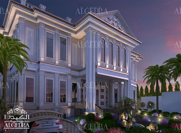 Luxury villa exterior design with landscape