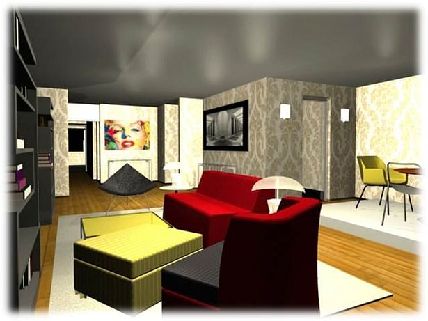 3DS Max drawings of a small NYC apartment for a young artist 