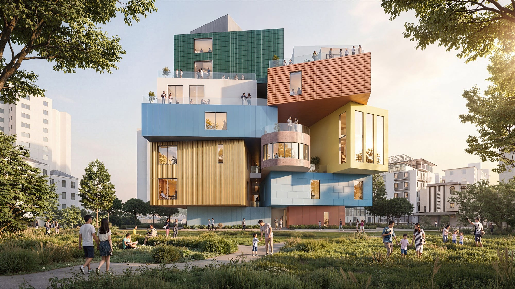 MVRDV designs Shenzhen 'Vertical Village' of stacked multicolored