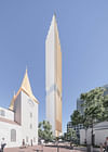 Celebrating Heritage: Lockhart-Krause Architects' Highrise Tower Mirrors Cathedral's Iconic Spires