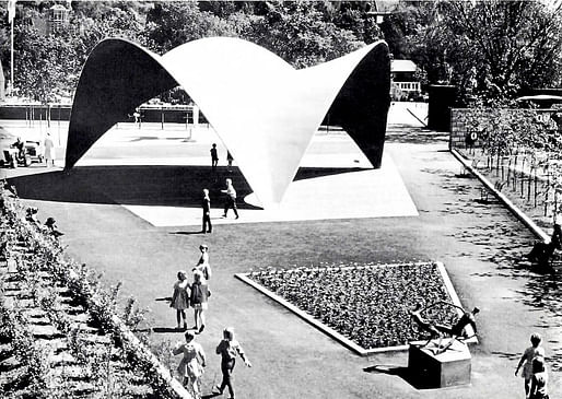 Concrete roof shell in Botanical Garden by Félix Candela, located in Oslo, Norway. 1962. Image: Gallery 400.
