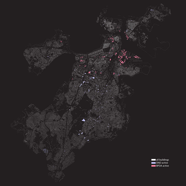 In this map, MIT workshop participant Julian Geltman reveals the distribution of publicly owned properties in Boston in 2020 as a possible basis for the promotion of nonprofit cooperative housing. Courtesy of Julian Geltman