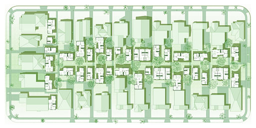 Block by Block: Courtyard Block directs California’s recent SB9 zoning reform toward more collective uses of open space in the typical residential block. Image: © De Peter Yi. Courtesy of the SOM Foundation