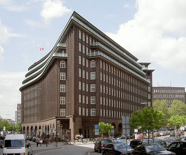The Chilehaus, which resembles a ship's prow, is included in the designation. Credit: Wikipedia