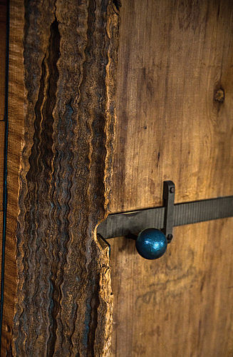The doorknob to the master bedroom was cast from Blunk’s collection of melted-down lead wine pulls. Credit Lisa Eisner