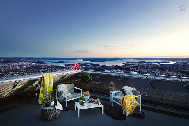 Image via the Holmenkollen ski jump's Airbnb page.