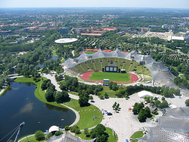 Roofing for main sports facilities in the Munich Olympic Park for the 1972 Summer Olympics, 1968–1972, Munich, Germany. Photo © Atelier Frei Otto Warmbronn