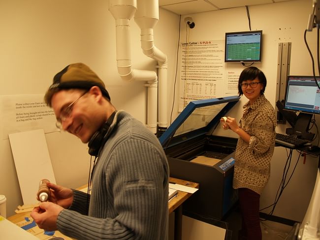 Tom and Sheena in the lasercutter room