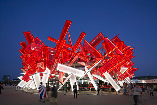The temporary pavilion Coca-Cola Beatbox for the 2012 London Olympic and Paralympic Games by architects Pernilla & Asif, for which AKT II provided the structural engineering. Image: London Design Festival 