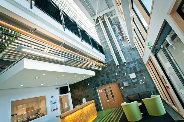 Reception Area with Building Management System (BMS) displays
