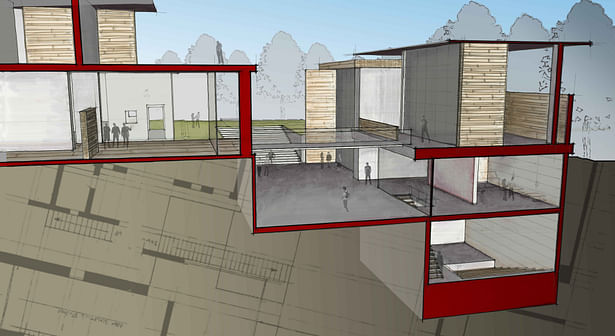 Perspective Section: SketchUp, Prismacolor, and Photoshop