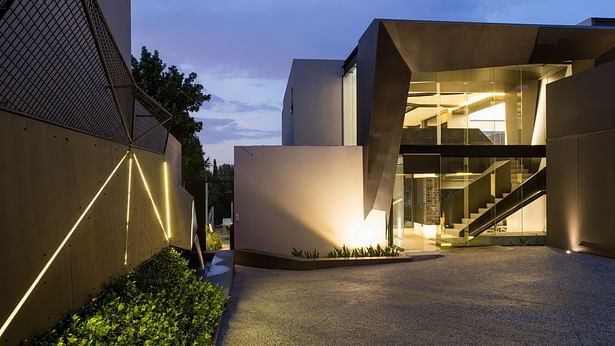 Very modern entrance to the house