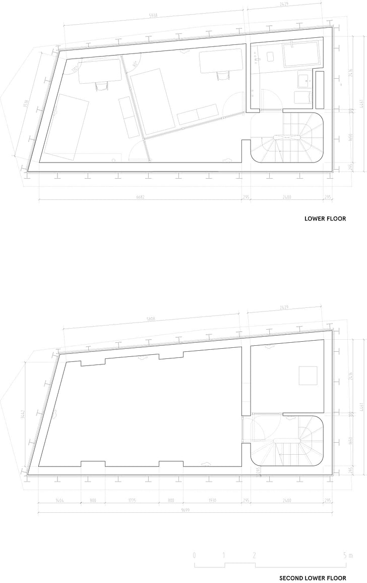 Floor plan -2 & -1, courtesy of Wiel Arets Architects (WAA)