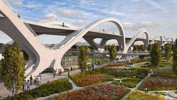 The winning design for a new 6th Street bridge, to be completed by 2019. (HNTB_Michael Maltzan Architecture_AC Martin Partners)
