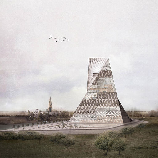 Rendering, The Book Tower of Warsaw. Image courtesy of JOA.