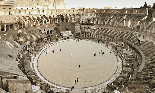 Rendering of the proposed new Colosseum arena floor by Milan Ingegneria. Image: Milan Ingegneria/<a href="https://www.instagram.com/p/COYHMQ1M6ba/">Instagram</a>.