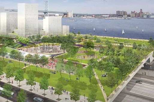Philadelphia's waterfront park is progressing along. Image courtesy of Hargreaves Associates.