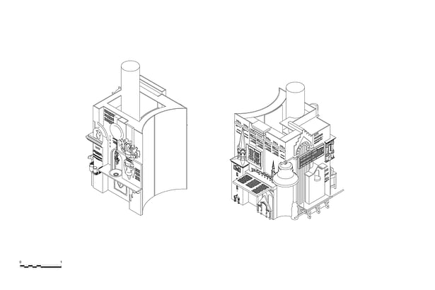 Axonometric view 2 - sculpture of lost church parts