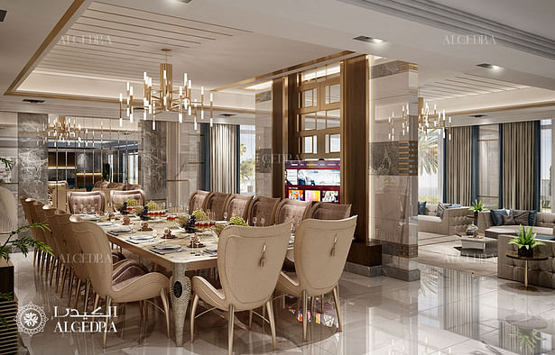 Luxurious dining room in modern villa