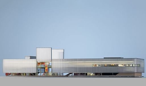 A Rem Koolhaas rendering of the Garage Museum's new, permanent building, set to open in June 2015. Image: OMA/Rem Koolhaas; via blouinartinfo.com