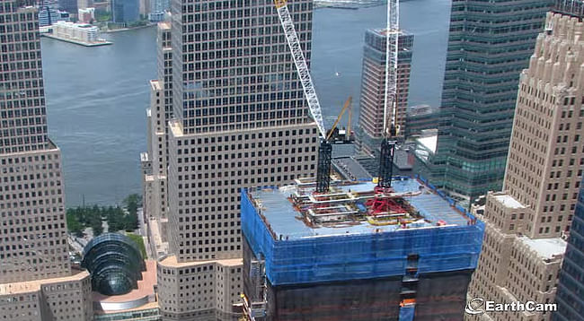 Screen shot of EarthCam's new One World Trade Center construction time-lapse video.