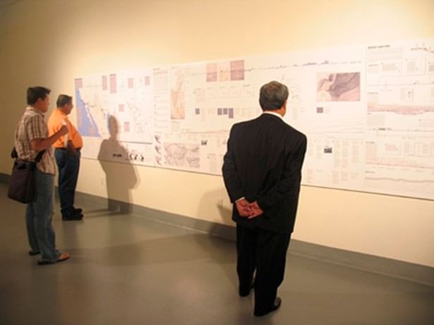 Info-graphic wall at Installation; image via Rubin Center for the Visual Arts, UTEP