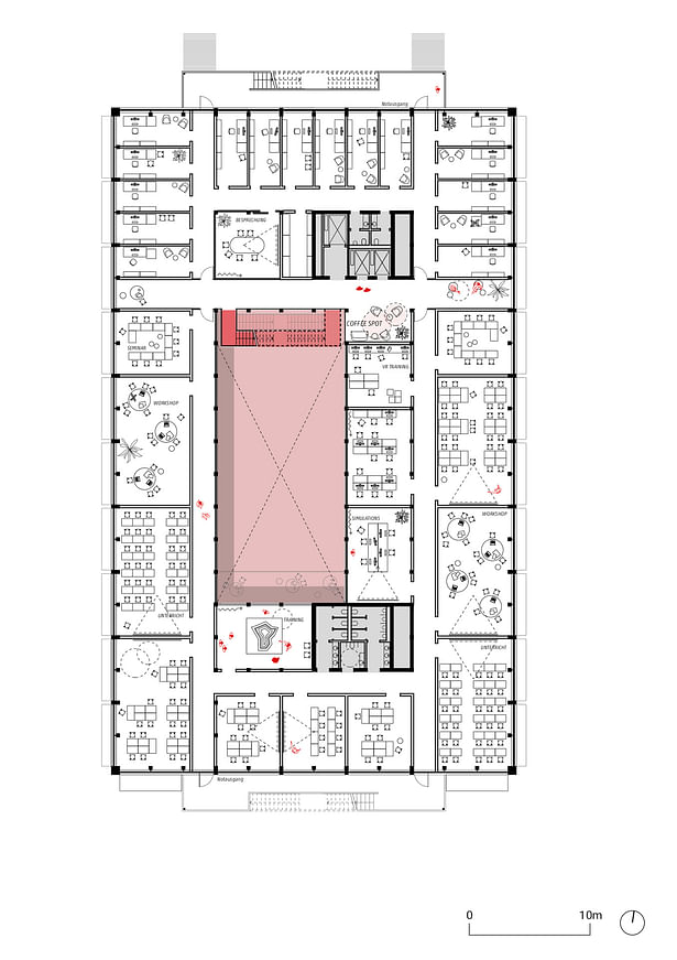 Standard floor plan of academy building, original scale 1:200 © HENN