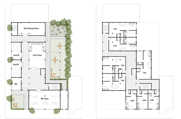 First and second floor plans