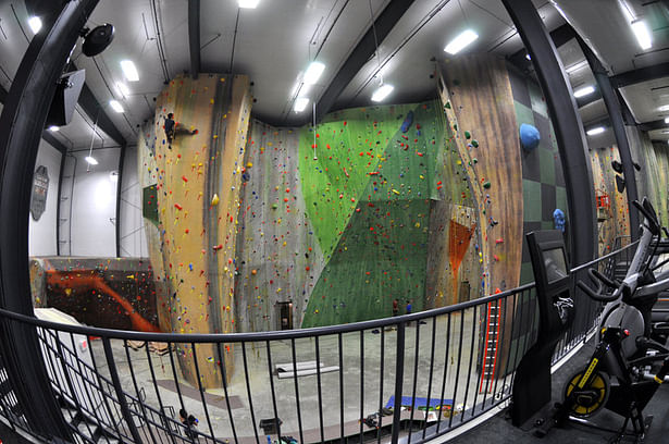 Overlooking the main gym from the mezzanine 