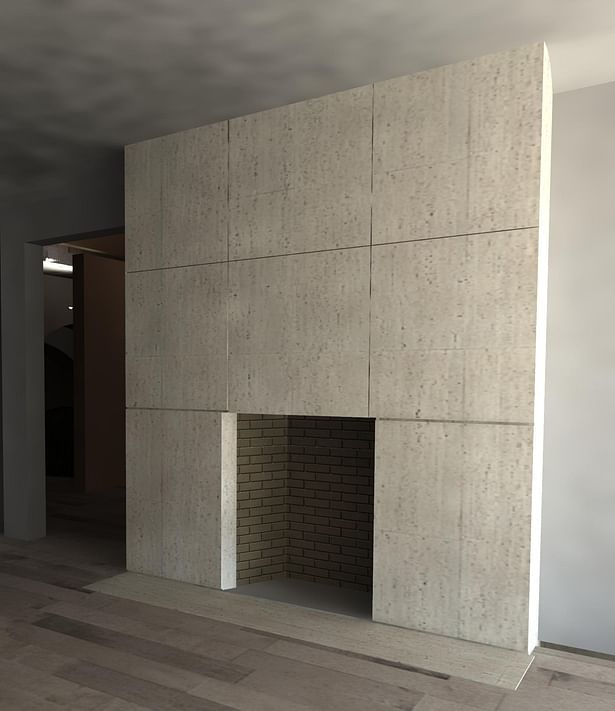 RENDER OF FIRE PLACE IN DINING ROOM