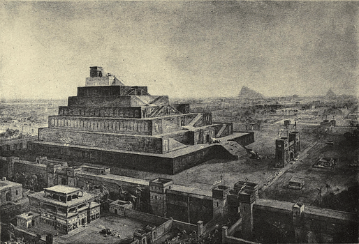 A 1917 illustration of Babylon and the temple of Bel by William Simpson, published in Horne, C. F.'s The sacred books and early literature of the East