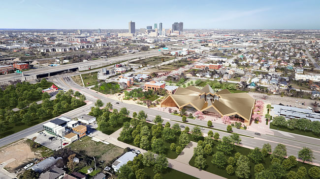 Bird's-eye rendering of the planned National Juneteenth Museum. Image courtesy Bank of America Corporation