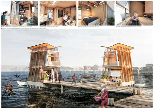 Yoong Zheng Quan, Cheah Kim Hoong, Branda Wee, and Pang Jian Sheng's Student Award winner 'Waterfront Living' proposal. Image: Buildner