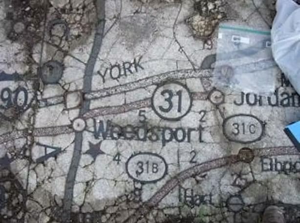 Detail of giant terrazzo floor map